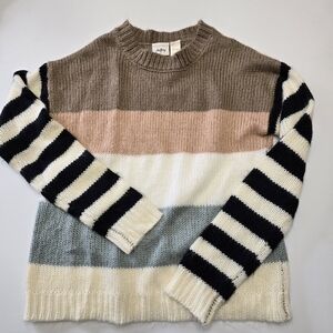 Daytrip Brown and Cream Striped Sweater